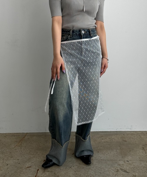 Happy John（ハッピージョン）の「lace wrap skirt / レースラップスカート（スカート・レディース・ホワイト/ブラック・FREE）」の5枚目の写真