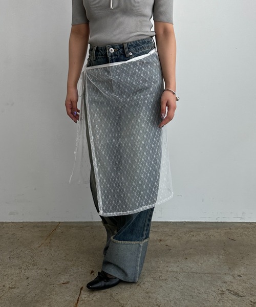 Happy John（ハッピージョン）の「lace wrap skirt / レースラップスカート（スカート・レディース・ホワイト/ブラック・FREE）」の4枚目の写真