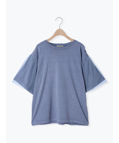 Samansa Mos2（サマンサ モスモス）の「袖チュールピグメントTシャツ（Tシャツ/カットソー・レディース・ブルー/キナリ/チャコールグレー・F）」の16枚目の写真