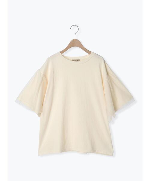 Samansa Mos2（サマンサ モスモス）の「袖チュールピグメントTシャツ（Tシャツ/カットソー・レディース・ブルー/キナリ/チャコールグレー・F）」の17枚目の写真