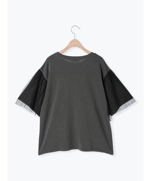 Samansa Mos2（サマンサ モスモス）の「袖チュールピグメントTシャツ（Tシャツ/カットソー・レディース・ブルー/キナリ/チャコールグレー・F）」の19枚目の写真