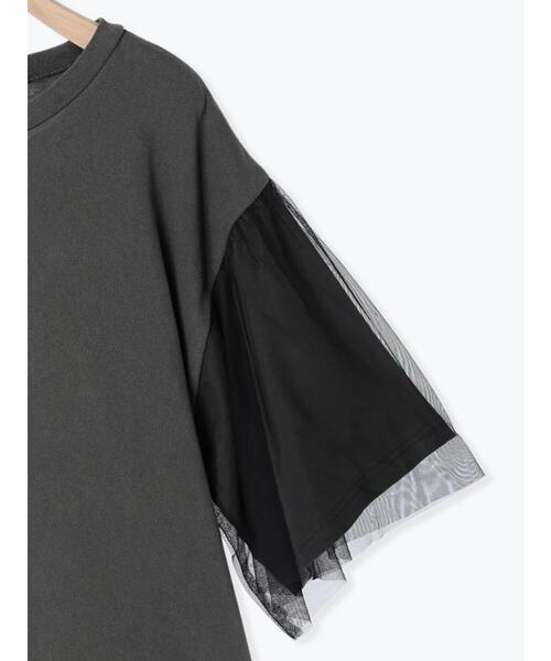 Samansa Mos2（サマンサ モスモス）の「袖チュールピグメントTシャツ（Tシャツ/カットソー・レディース・ブルー/キナリ/チャコールグレー・F）」の21枚目の写真