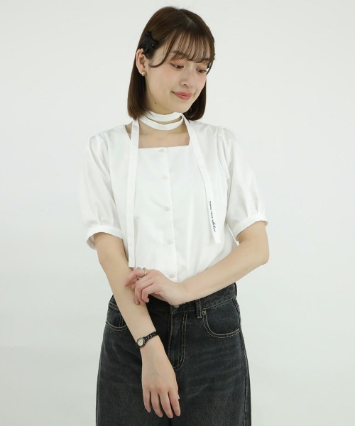 F i.n.t（フィント）の「アレンジタイ付きスクエアネックブラウス/fint（シャツ/ブラウス・レディース・ライトベージュ/オフホワイト・FREE）」の14枚目の写真