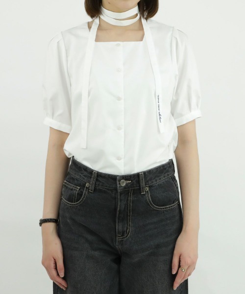 F i.n.t（フィント）の「アレンジタイ付きスクエアネックブラウス/fint（シャツ/ブラウス・レディース・ライトベージュ/オフホワイト・FREE）」の17枚目の写真