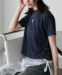 【forksy.】ワンポイントロゴ刺繍サイドスナップ半袖Tシャツ