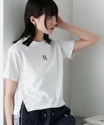 【forksy.】ワンポイントロゴ刺繍サイドスナップ半袖Tシャツ