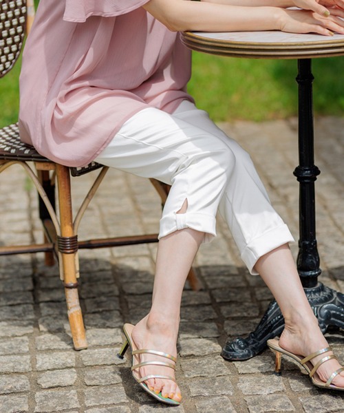BELLUNA PLUS(ベルーナ)の「裾リボン綿サテンクロップドパンツ55丈(その他パンツ・レディース・イエロー/ライトグレー/ブラック/カーキ/オフホワイト・SMALL/MEDIUM/LARGE/X-LARGE)」の7枚目の写真
