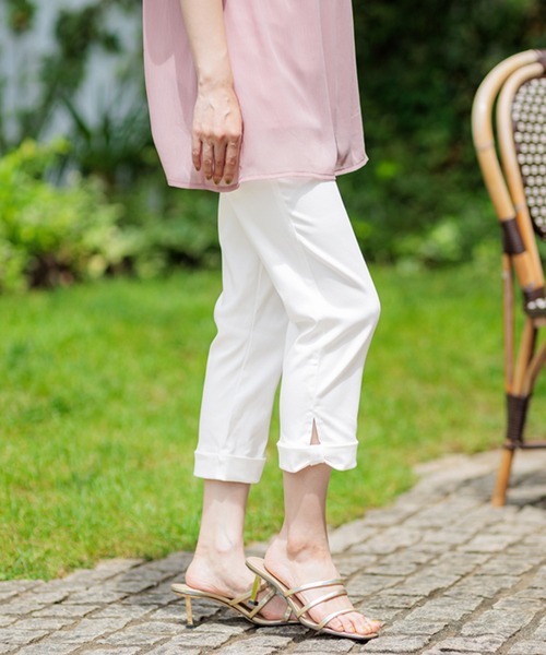 BELLUNA PLUS(ベルーナ)の「裾リボン綿サテンクロップドパンツ55丈(その他パンツ・レディース・イエロー/ライトグレー/ブラック/カーキ/オフホワイト・SMALL/MEDIUM/LARGE/X-LARGE)」の10枚目の写真