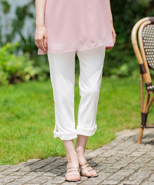 BELLUNA PLUS(ベルーナ)の「裾リボン綿サテンクロップドパンツ55丈(その他パンツ・レディース・イエロー/ライトグレー/ブラック/カーキ/オフホワイト・SMALL/MEDIUM/LARGE/X-LARGE)」の8枚目の写真