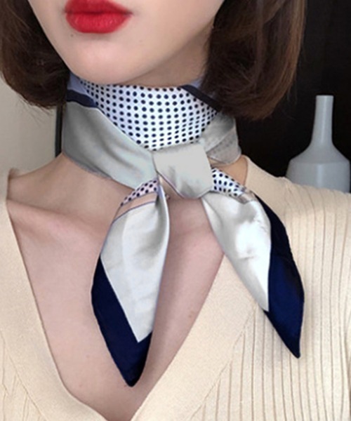 Miniministore（ミニミニストア）の「スカーフ 首巻き バンダナバッグスカーフ（バンダナ/スカーフ・レディース・ブルー/ベージュ/グレー・FREE）」の9枚目の写真