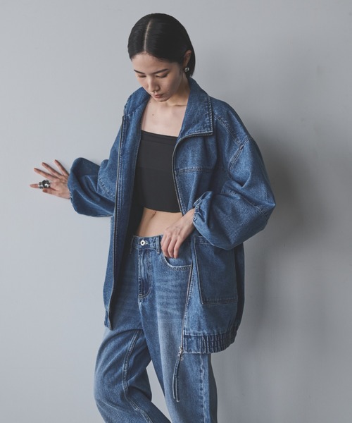 AIC.（エーアイシー）の「スタンドネックデニムオーバーブルゾン