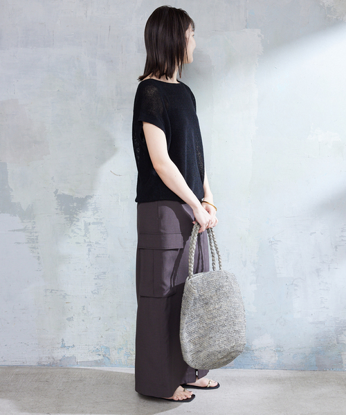 【新品未使用タグ付】 スローブイエナ リネンフレンチスリーブプルオーバー ニット SLOBE IENA（スローブイエナ）の「《追加》リネン混フレンチスリーブ