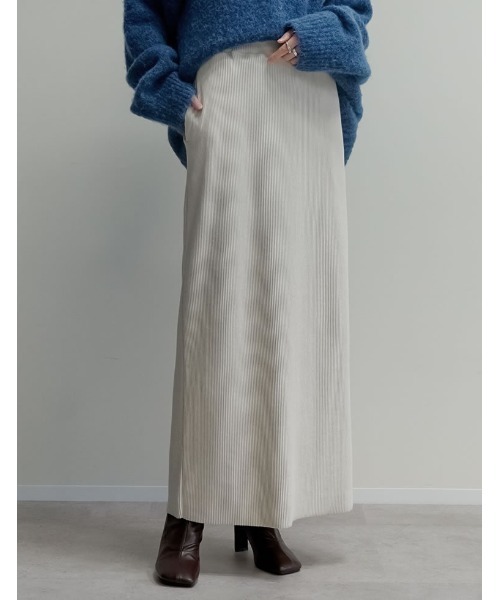 Re:EDIT（リエディ）の「[セルフカット][大きいサイズ有]リブカットソータイトスカート（スカート・レディース・チャコールグレー/アイボリー/ブラック/グレイッシュベージュ/ブラウン・LARGE/X-LARGE/MEDIUM）」の2枚目の写真