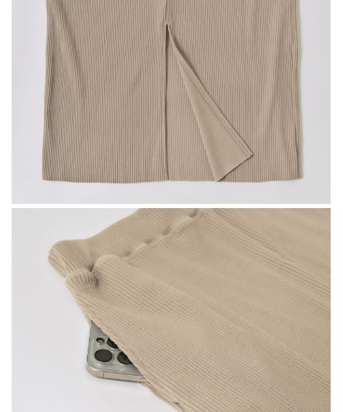 Re:EDIT（リエディ）の「[セルフカット][大きいサイズ有]リブカットソータイトスカート（スカート・レディース・チャコールグレー/アイボリー/ブラック/グレイッシュベージュ/ブラウン・LARGE/X-LARGE/MEDIUM）」の7枚目の写真