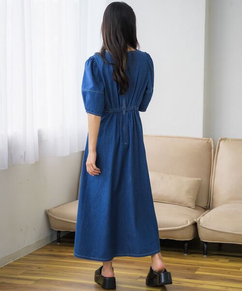 RETRO GIRL（レトロガール）の「パフ袖デニムOP（ワンピース・レディース・ブルー/ブラック・FREE）」の22枚目の写真