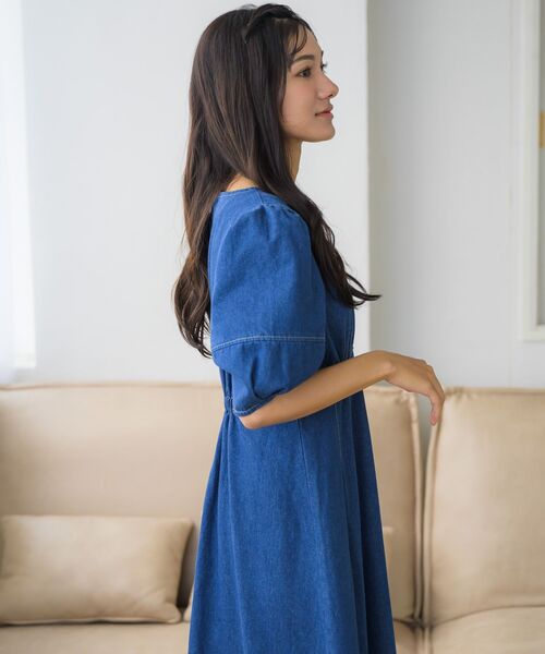 RETRO GIRL（レトロガール）の「パフ袖デニムOP（ワンピース・レディース・ブルー/ブラック・FREE）」の20枚目の写真