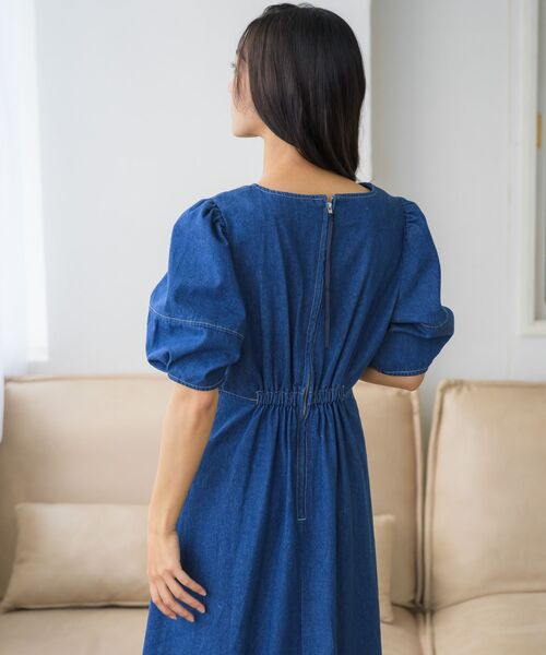 RETRO GIRL（レトロガール）の「パフ袖デニムOP（ワンピース・レディース・ブルー/ブラック・FREE）」の18枚目の写真