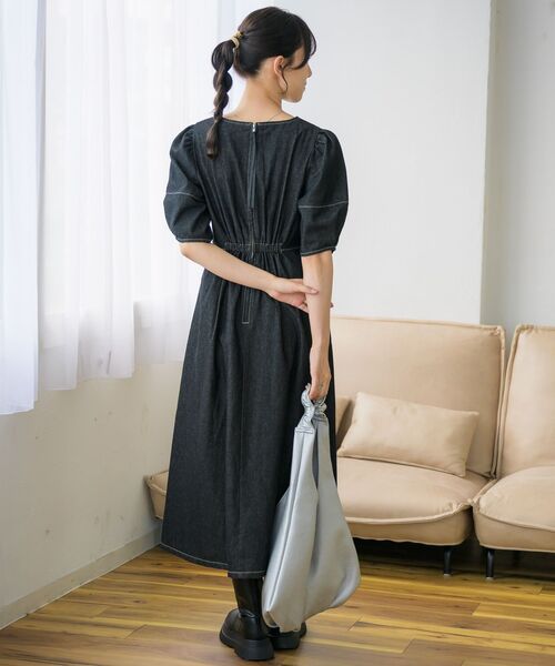 RETRO GIRL（レトロガール）の「パフ袖デニムOP（ワンピース・レディース・ブルー/ブラック・FREE）」の14枚目の写真