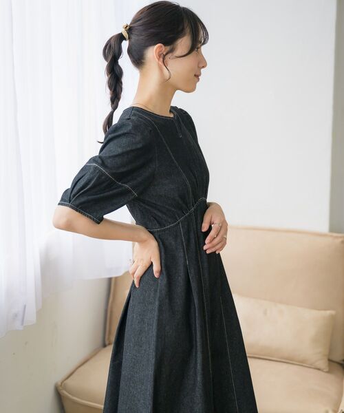 RETRO GIRL（レトロガール）の「パフ袖デニムOP（ワンピース・レディース・ブルー/ブラック・FREE）」の12枚目の写真