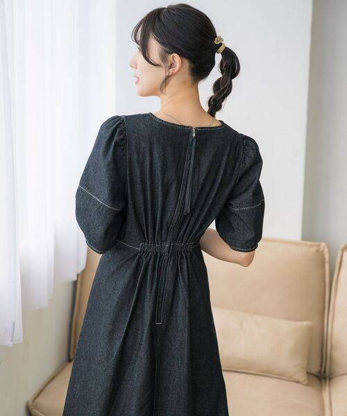 RETRO GIRL（レトロガール）の「パフ袖デニムOP（ワンピース・レディース・ブルー/ブラック・FREE）」の11枚目の写真