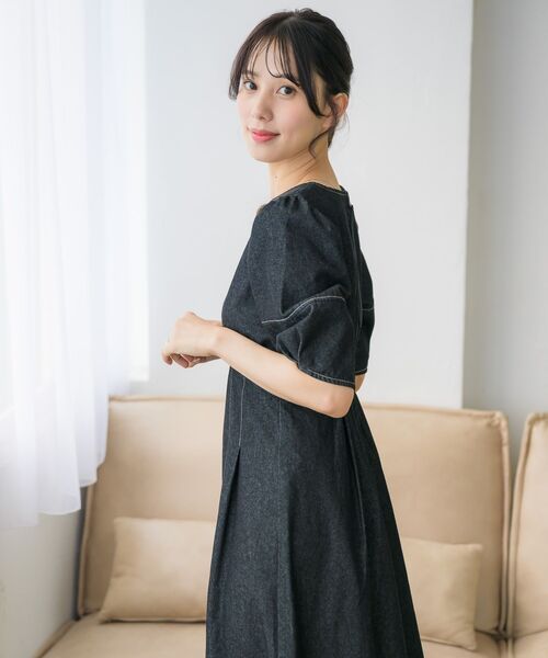 RETRO GIRL（レトロガール）の「パフ袖デニムOP（ワンピース・レディース・ブルー/ブラック・FREE）」の10枚目の写真