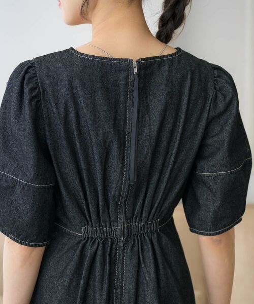 RETRO GIRL（レトロガール）の「パフ袖デニムOP（ワンピース・レディース・ブルー/ブラック・FREE）」の7枚目の写真