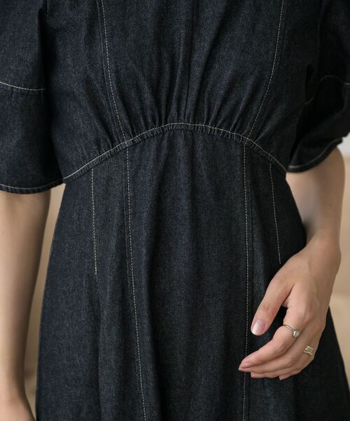 RETRO GIRL（レトロガール）の「パフ袖デニムOP（ワンピース・レディース・ブルー/ブラック・FREE）」の6枚目の写真