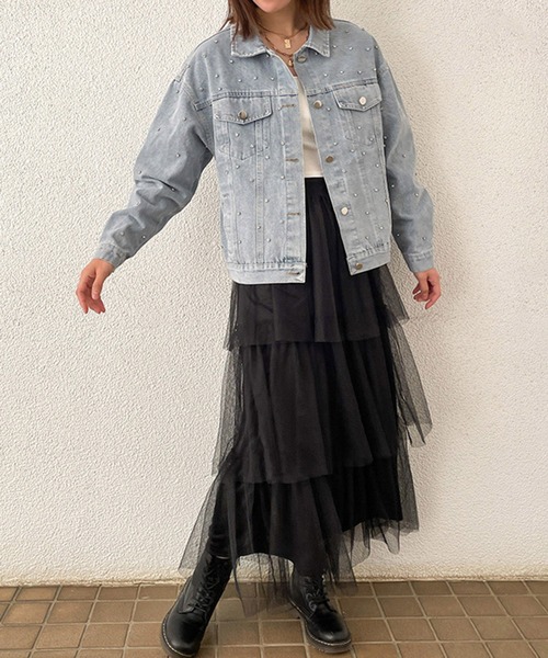 GORGE(ゴージ)の「《ティアード×ボリュームチュール》レディース ロングスカート ウエストゴム 体型カバー 春夏秋冬(スカート・レディース・グレー/ブラック・F)」の5枚目の写真