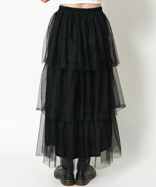 セール】《ティアード×ボリュームチュール》レディース ロングスカート