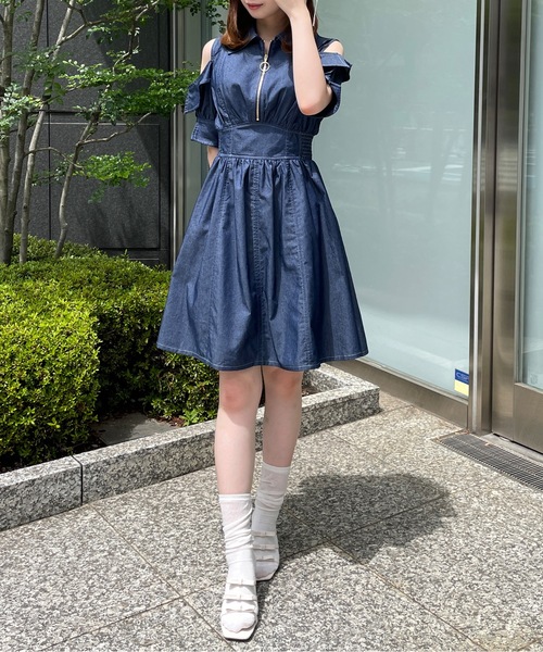 TORTE(トルテ)の「フロントジップショートワンピース(ワンピース・レディース・ブラック/ネイビー/グレー/ホワイト・FREE)」の4枚目の写真