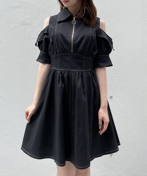 TORTE(トルテ)の「フロントジップショートワンピース(ワンピース・レディース・ブラック/ネイビー/グレー/ホワイト・FREE)」の3枚目の写真