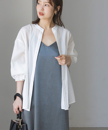 【My Policy Shirt】ベルテッドスリーブバンドカラーシャツ