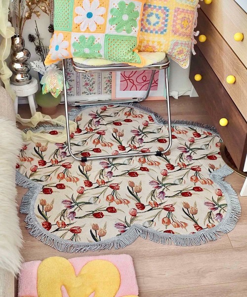 Casselini HOME(キャセリーニ ホーム)ジャガードフラワーラグ