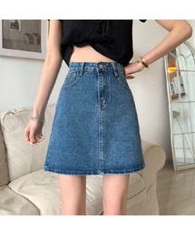 台形デニムミニスカート(BL)