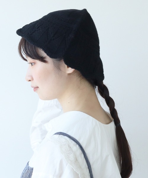 bulle de savon（ビュルデサボン）の「透かし編み fuwafuwa ニットハット（ハット・レディース・ブラック/アイボリー/レッド・FREE）」の7枚目の写真