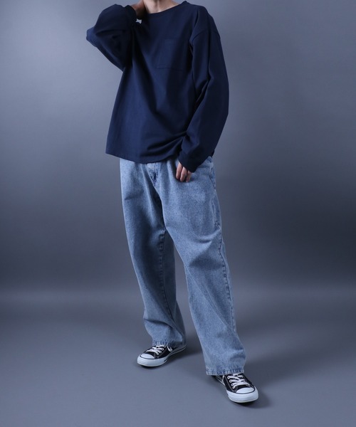 ANPAS(アンパス)の「11oz Ultra Heavy Weight Wide Silhouette Pocket T-Shirt/11オンス ウルトラヘビーウェイト ポケット付き 長袖Tシャツ ロンT オーバーサイズ ワイドシルエット(Tシャツ/カットソー・メンズ・ネイビー/グレイッシュベージュ/ブラック/ホワイト・L/M)」の22枚目の写真