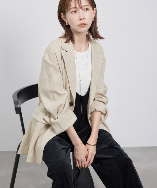 ROPE' PICNIC(ロペピクニック)の「ツイードジャケット/セットアップ対応・リンクコーデ(テーラードジャケット・レディース・ベージュ/チャコールグレー・38)」の12枚目の写真