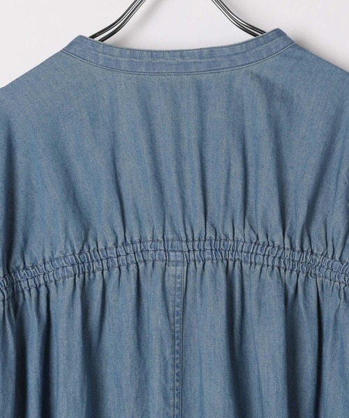 BAYFLOW（ベイフロー）の「[袖丈調整可♪]袖ギャザーデニムワンピース（シャツワンピース・レディース・ブラック/インディゴブルー・FREE）」の17枚目の写真
