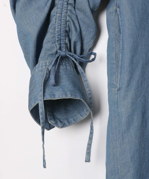BAYFLOW（ベイフロー）の「[袖丈調整可♪]袖ギャザーデニムワンピース（シャツワンピース・レディース・ブラック/インディゴブルー・FREE）」の19枚目の写真