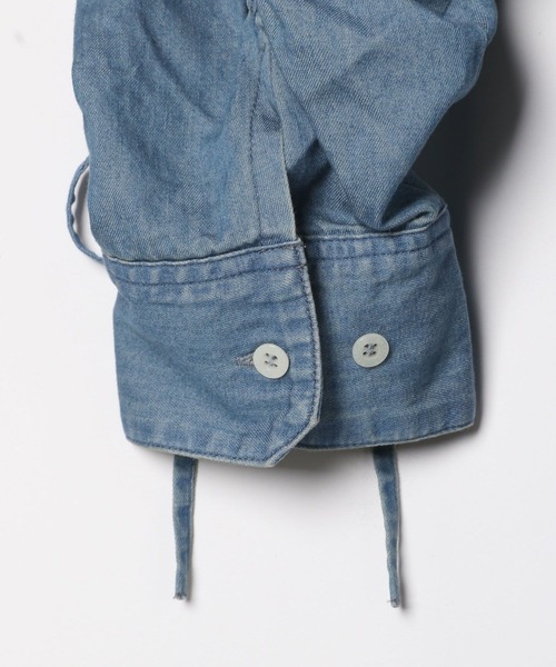 BAYFLOW（ベイフロー）の「[袖丈調整可♪]袖ギャザーデニムワンピース（シャツワンピース・レディース・ブラック/インディゴブルー・FREE）」の20枚目の写真
