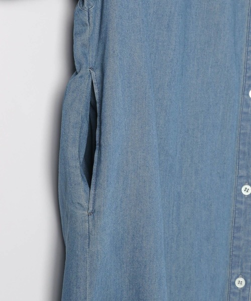 BAYFLOW（ベイフロー）の「[袖丈調整可♪]袖ギャザーデニムワンピース（シャツワンピース・レディース・ブラック/インディゴブルー・FREE）」の21枚目の写真