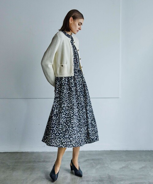 【美品】エポカ 24AW エアリードット プリント フレア ドレス ワンピース 美品】エポカ 24AW エアリードット プリント フレア ドレス ワンピース