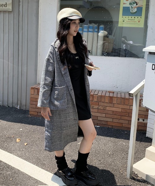 セール】秋冬服 千鳥柄チェック オーバーサイズ ドロップショルダー