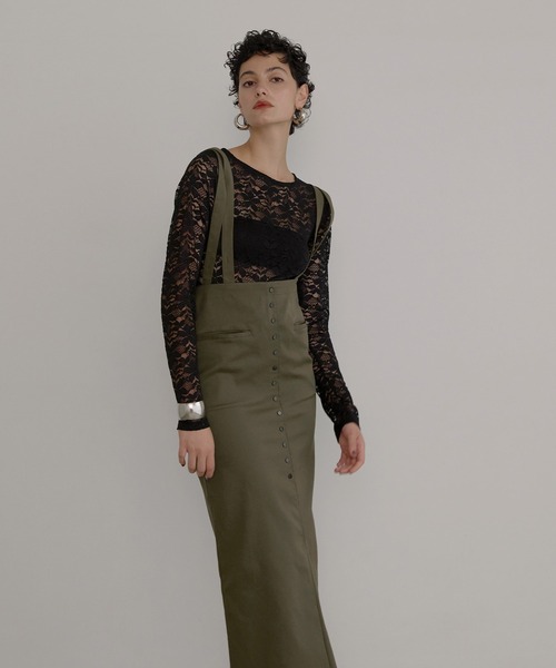 MIELI INVARIANT（ミエリインヴァリアント）の「Lace Sheer Long Tee（Tシャツ/カットソー・レディース・ブラック/ホワイト・FREE）」の9枚目の写真