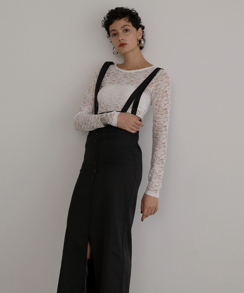 MIELI INVARIANT（ミエリインヴァリアント）の「Lace Sheer Long Tee（Tシャツ/カットソー・レディース・ブラック/ホワイト・FREE）」の11枚目の写真