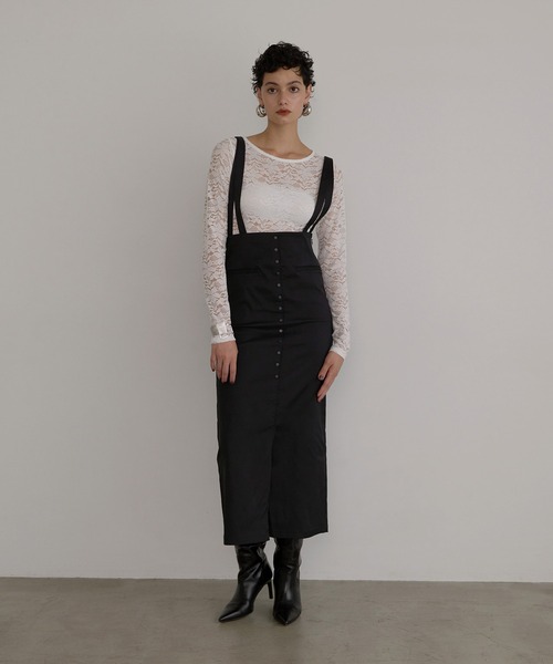 MIELI INVARIANT（ミエリインヴァリアント）の「Lace Sheer Long Tee（Tシャツ/カットソー・レディース・ブラック/ホワイト・FREE）」の15枚目の写真