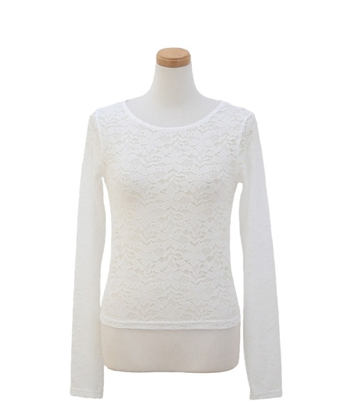 MIELI INVARIANT（ミエリインヴァリアント）の「Lace Sheer Long Tee（Tシャツ/カットソー・レディース・ブラック/ホワイト・FREE）」の17枚目の写真