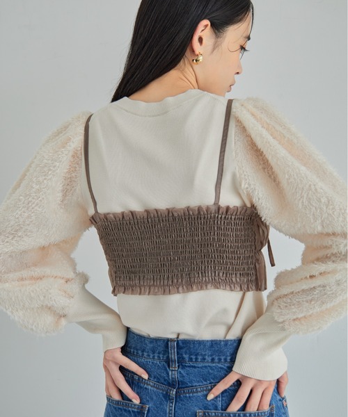 VIS（ビス）の「【洗える】タックギャザービスチェ（キャミソール・レディース・ブラック/ベージュ・FREE）」の15枚目の写真