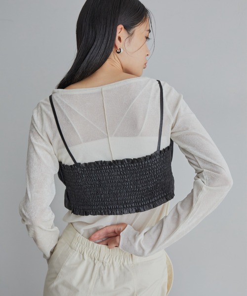 VIS（ビス）の「【洗える】タックギャザービスチェ（キャミソール・レディース・ブラック/ベージュ・FREE）」の8枚目の写真