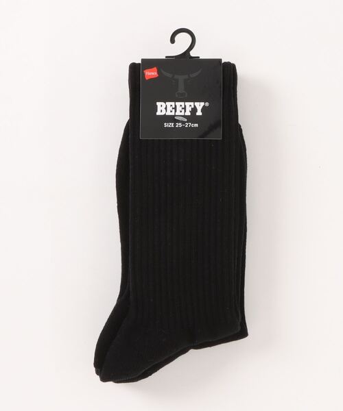 HANES（ヘインズ）の「【HANES/ヘインズ】BEEFYフルレングスソックス2足組 HMSBW001（ソックス/靴下・メンズ・ホワイト/ブラック・MEDIUM）」の2枚目の写真